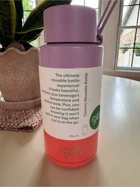 Two-Tone Ceramic Reusable Bottle — Pink and Coral